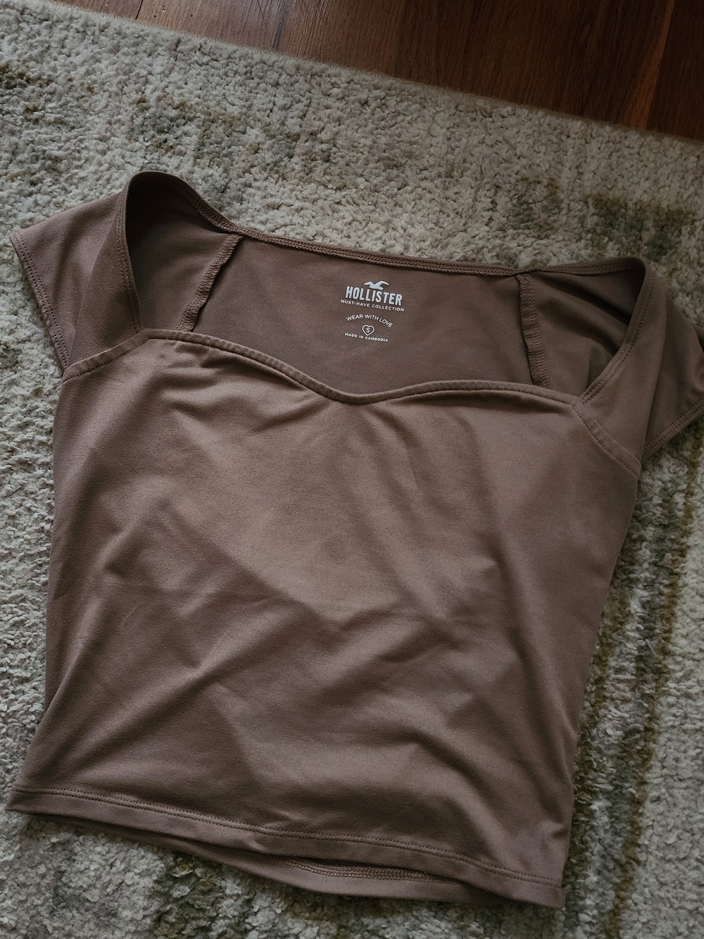 Hollister Women's Brown Square Neck Tee